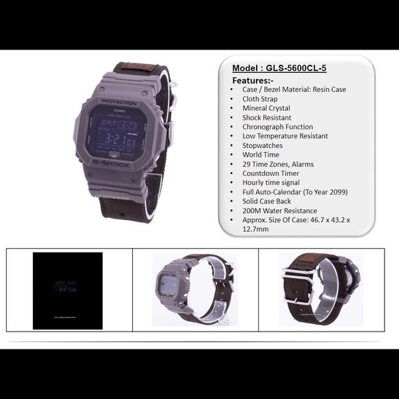 G-Shock G-Lide Earth Brown Cloth Band NWT - Picture 6 of 8